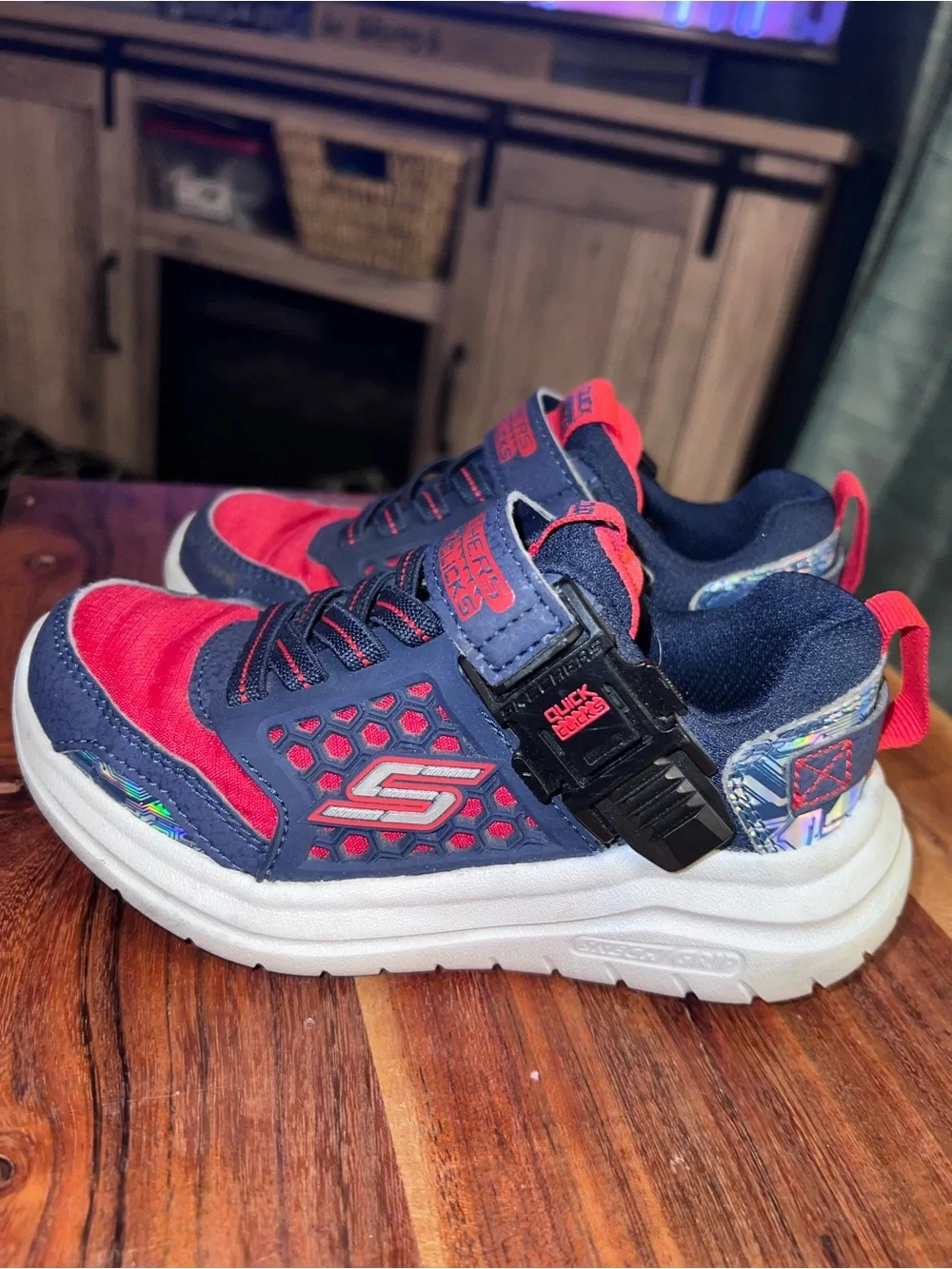Skechers Quick Clicks Boys Sneakers Red Navy Size 11 Kids 402361L